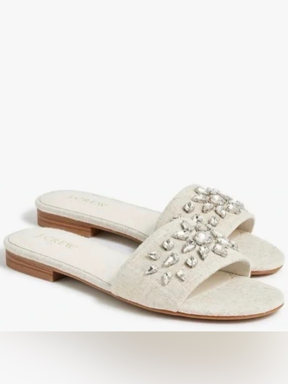 J. Crew Jewel Slide Sandals Flats Crystal Embellished, Color Gold, Size 8, NIB